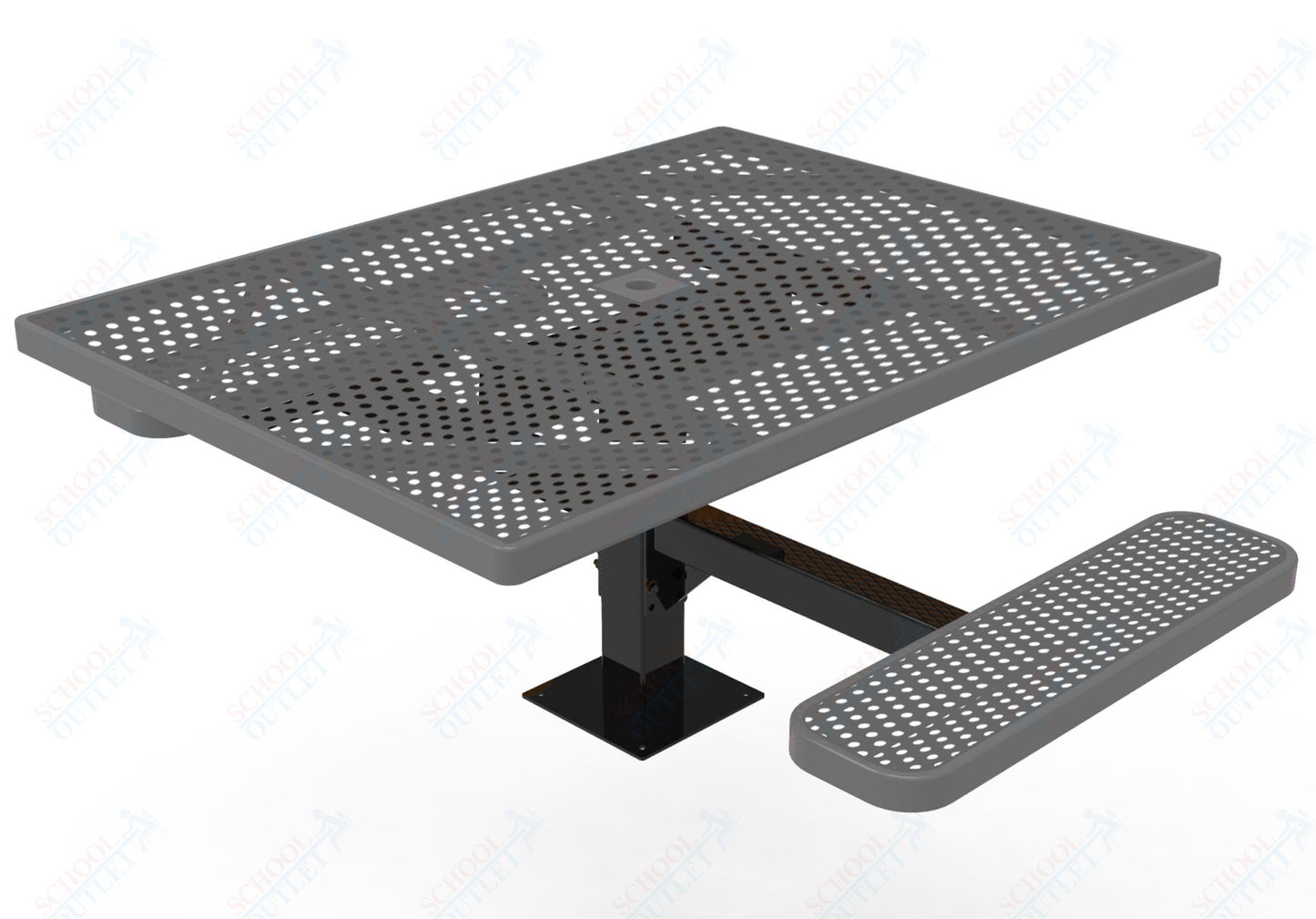 MyTcoat MYT-TSQ46-17-012 46″ Square Pedestal Picnic Table with Surface Mount, 2 Seat and Alternate ADA Accessible (77"W x 63"D x 30"H)