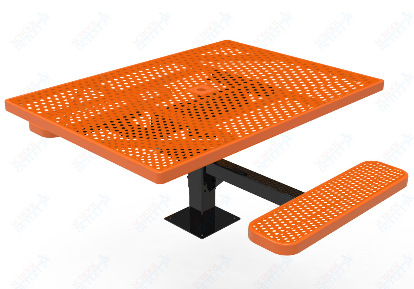 MyTcoat MYT-TSQ46-17-012 46″ Square Pedestal Picnic Table with Surface Mount, 2 Seat and Alternate ADA Accessible (77"W x 63"D x 30"H)