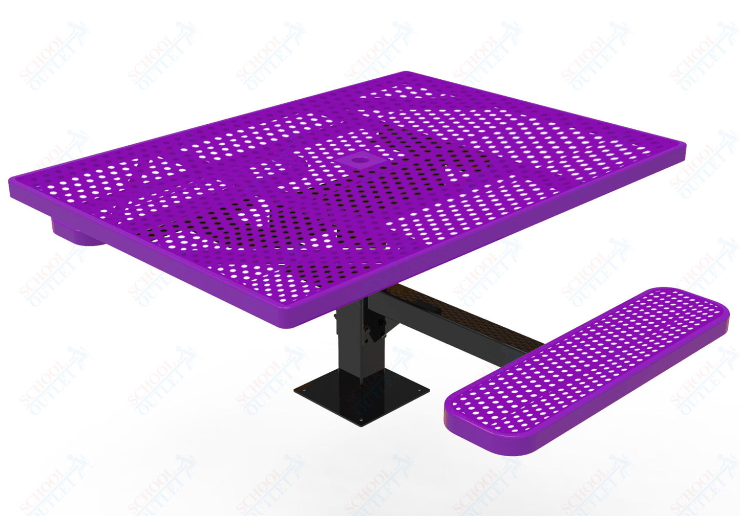 MyTcoat MYT-TSQ46-17-012 46″ Square Pedestal Picnic Table with Surface Mount, 2 Seat and Alternate ADA Accessible (77"W x 63"D x 30"H)