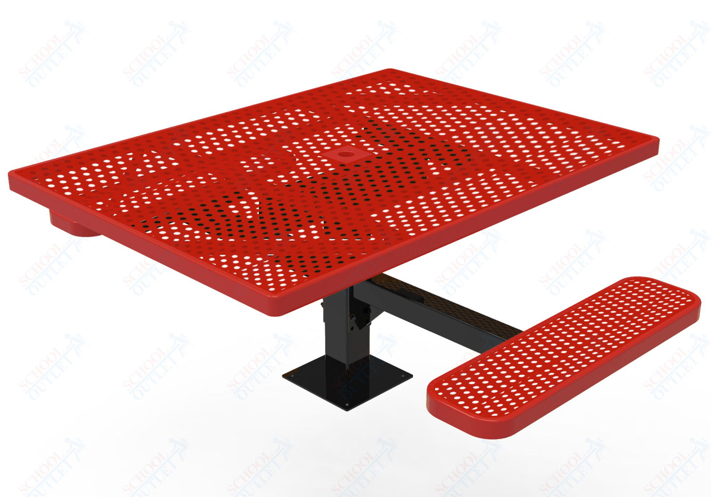 MyTcoat MYT-TSQ46-17-012 46″ Square Pedestal Picnic Table with Surface Mount, 2 Seat and Alternate ADA Accessible (77"W x 63"D x 30"H)