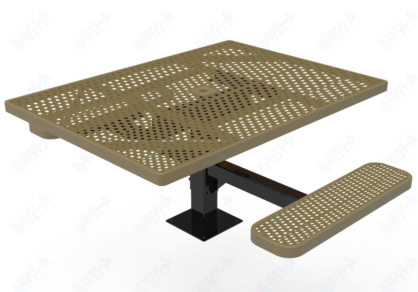 MyTcoat MYT-TSQ46-17-012 46″ Square Pedestal Picnic Table with Surface Mount, 2 Seat and Alternate ADA Accessible (77"W x 63"D x 30"H)