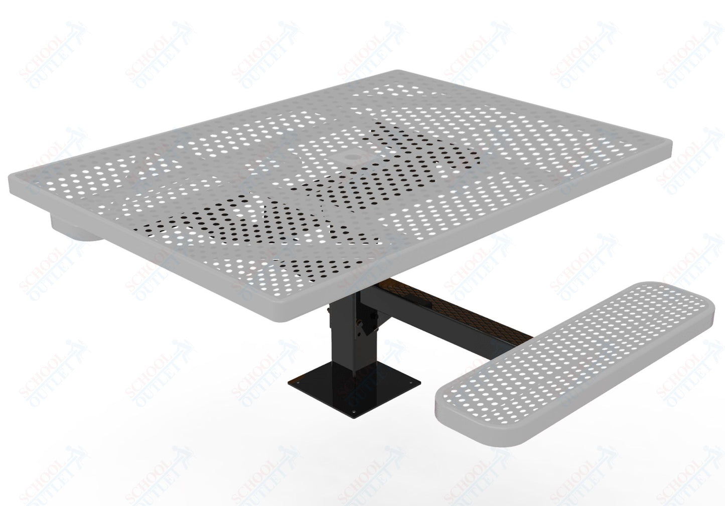 MyTcoat MYT-TSQ46-17-012 46″ Square Pedestal Picnic Table with Surface Mount, 2 Seat and Alternate ADA Accessible (77"W x 63"D x 30"H)