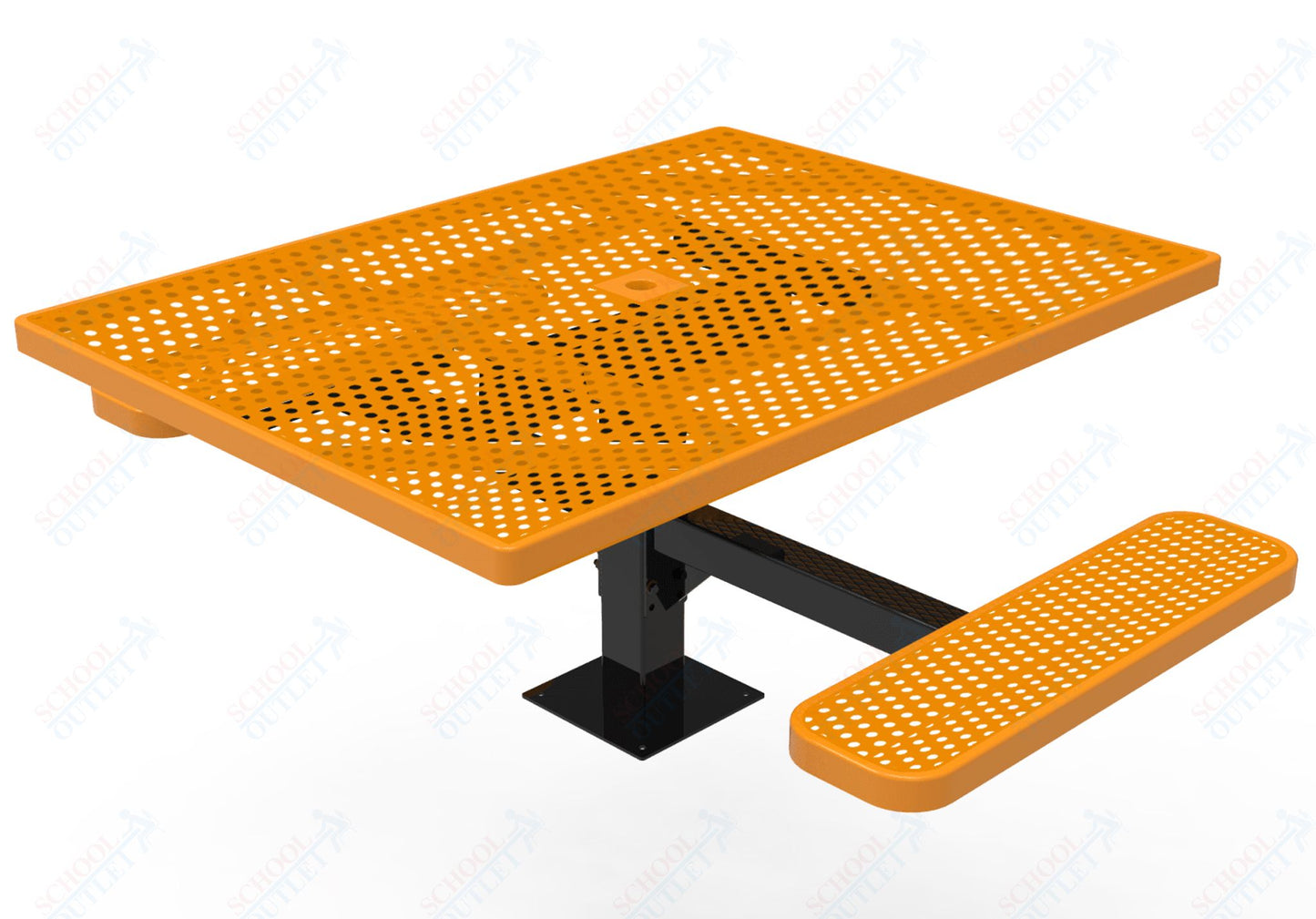 MyTcoat MYT-TSQ46-17-012 46″ Square Pedestal Picnic Table with Surface Mount, 2 Seat and Alternate ADA Accessible (77"W x 63"D x 30"H)