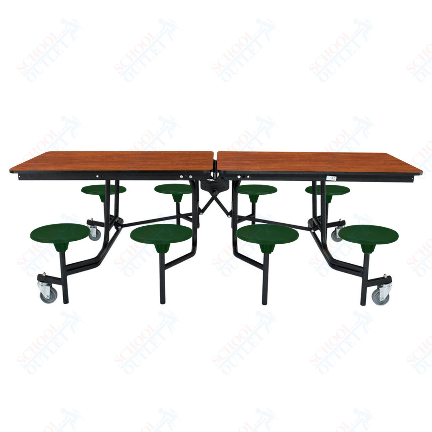 NPS Mobile Cafeteria Table - 30" W x 8' L - 8 Stools - MDF Core - Protect Edge - Chrome Frame