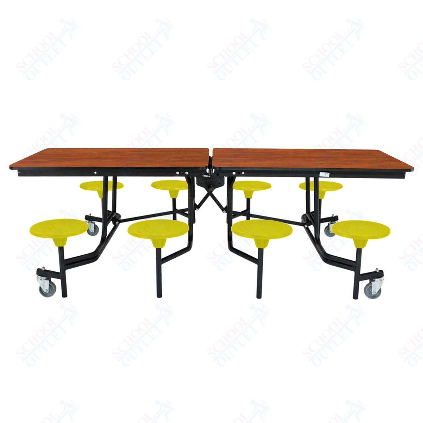 NPS Mobile Cafeteria Table - 30" W x 8' L - 8 Stools - MDF Core - Protect Edge - Chrome Frame