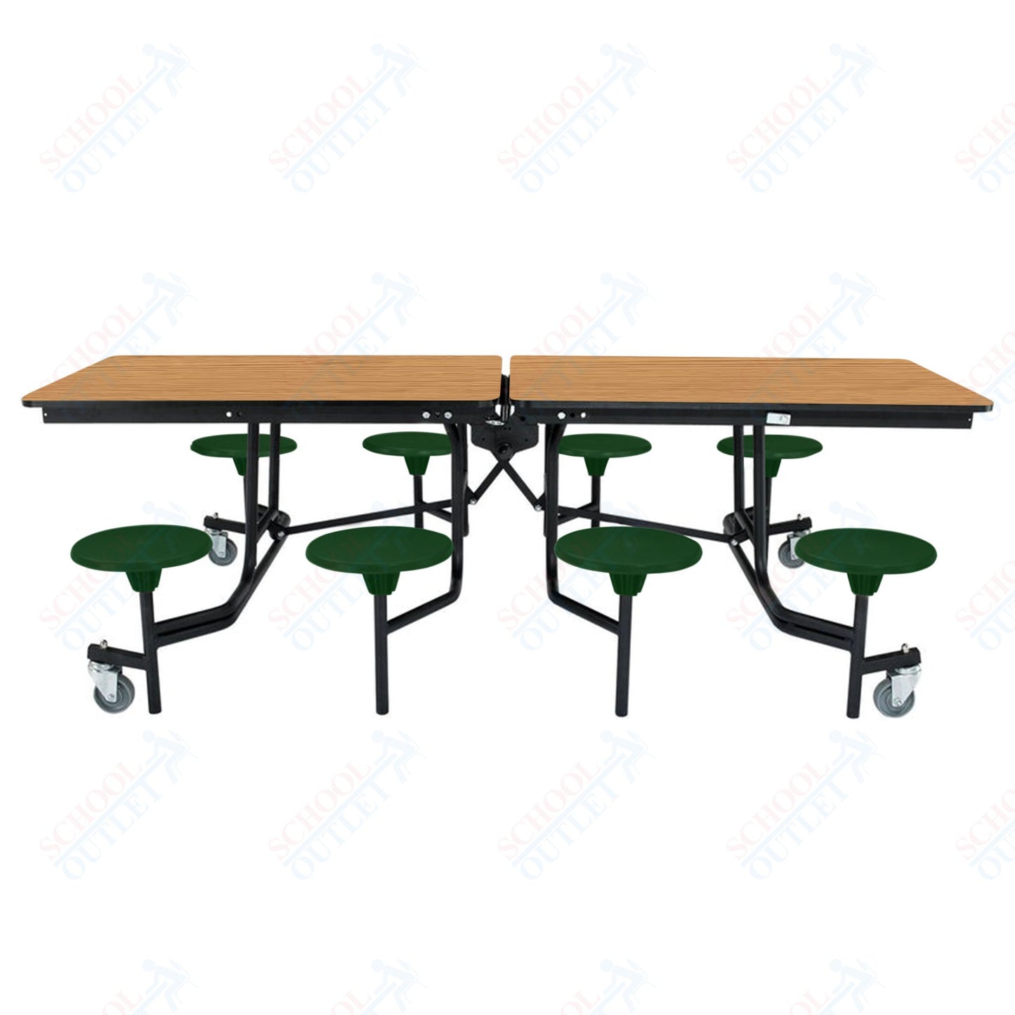 NPS Mobile Cafeteria Table - 30" W x 8' L - 8 Stools - MDF Core - Protect Edge - Chrome Frame