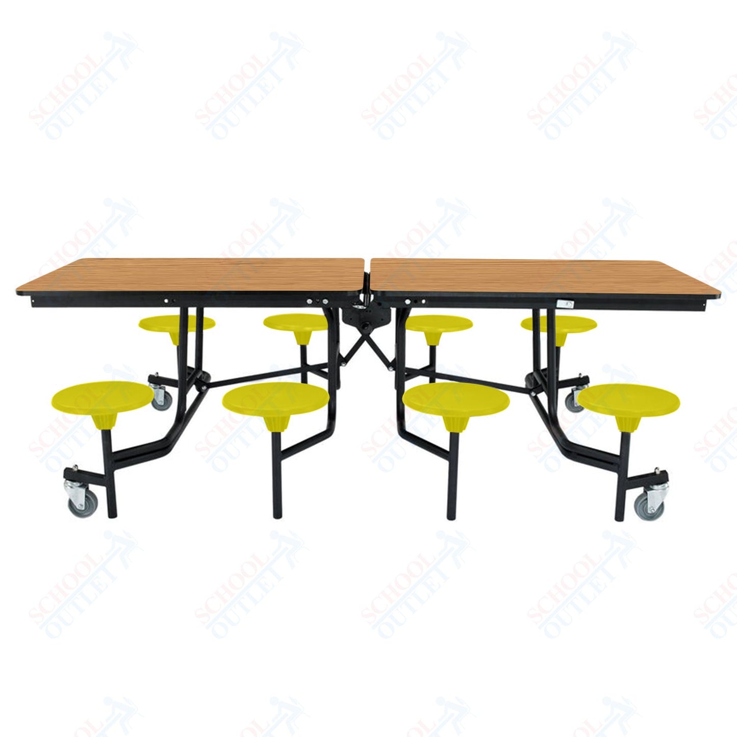 NPS Mobile Cafeteria Table - 30" W x 8' L - 8 Stools - MDF Core - Protect Edge - Chrome Frame