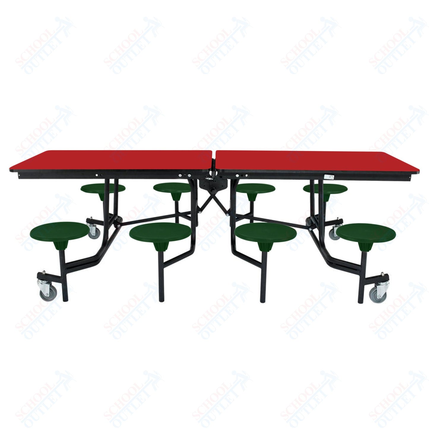 NPS Mobile Cafeteria Table - 30" W x 8' L - 8 Stools - Particleboard Core - T-Molding Edge - Black Powdercoated Frame