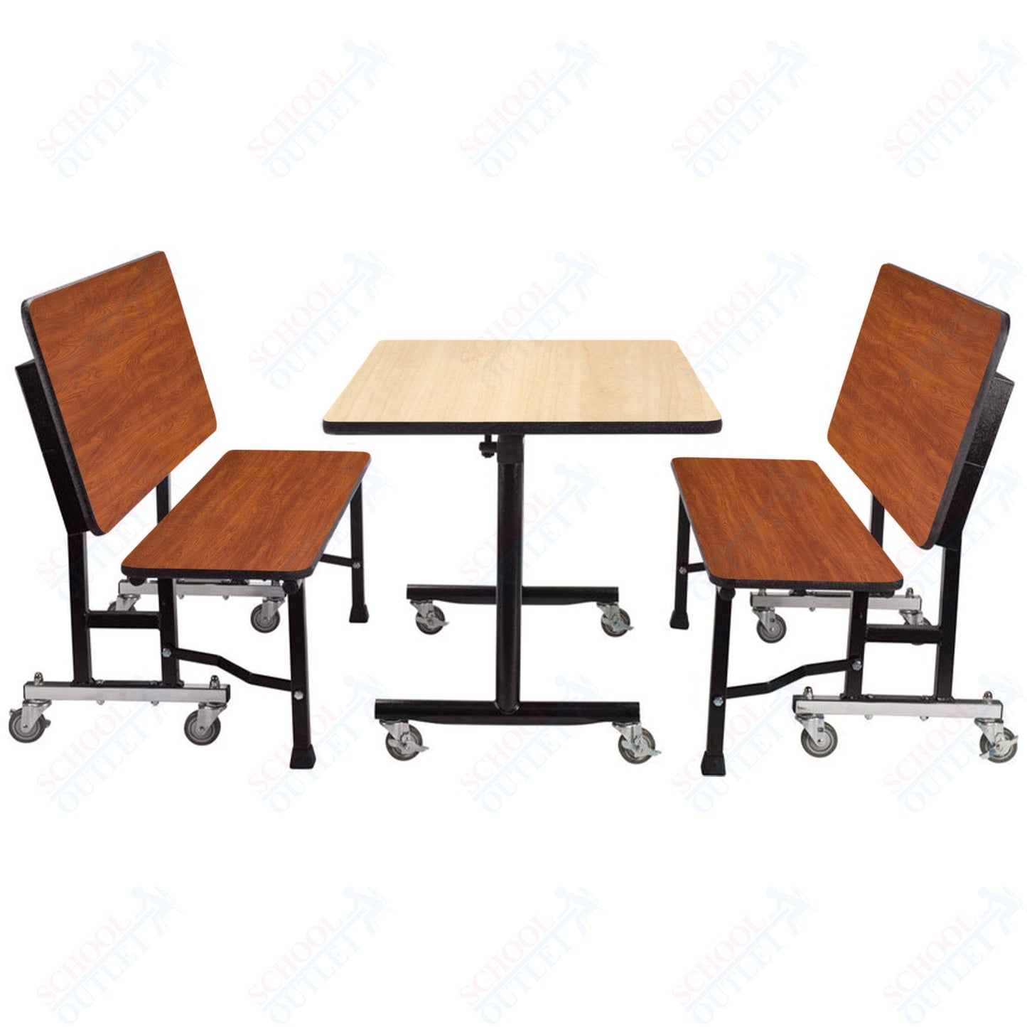 NPS ToGo Booth Set, (1) 24"x48" Table and (2) 48" Benches, Particleboard Core (National Public Seating NPS-TGBTH2448PBTM)