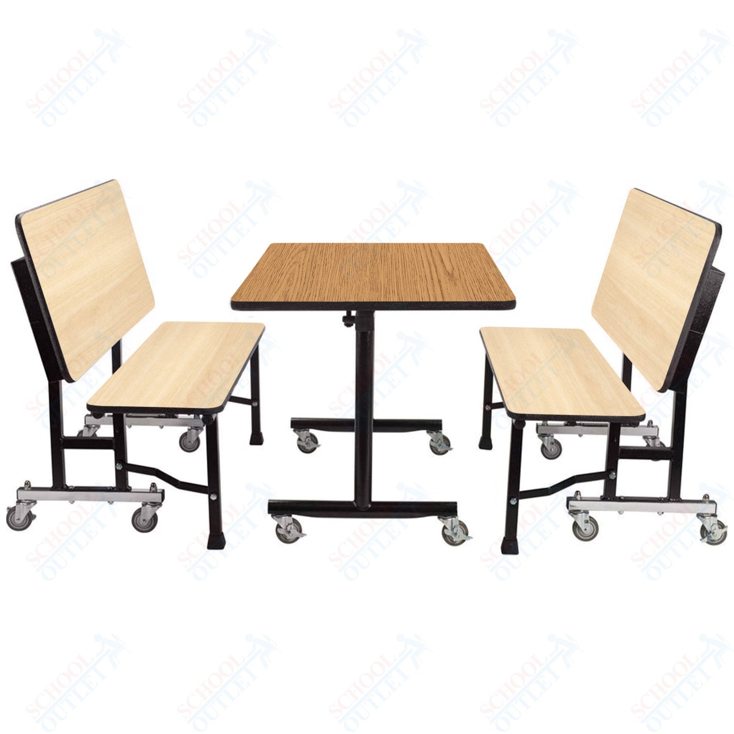 NPS ToGo Booth Set, (1) 24"x48" Table and (2) 48" Benches, Particleboard Core (National Public Seating NPS-TGBTH2448PBTM)
