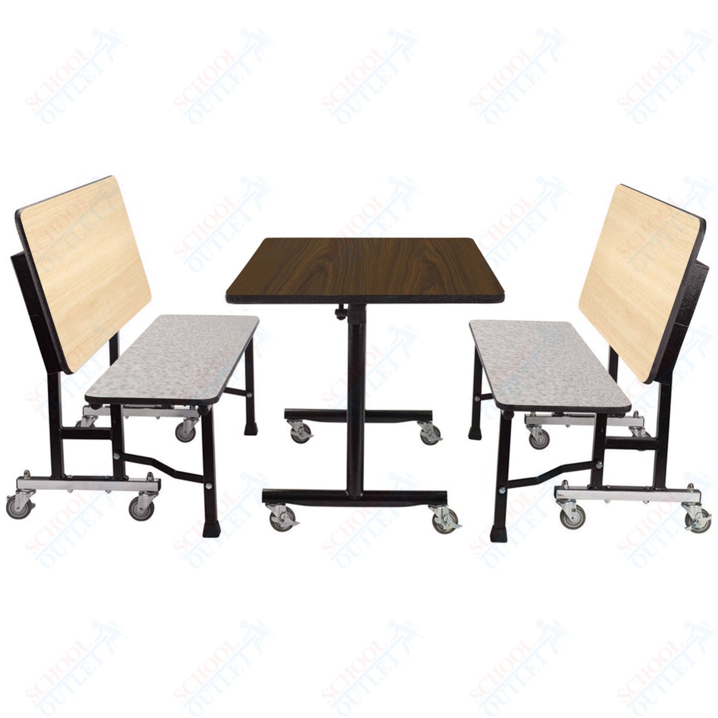 NPS ToGo Booth Set, (1) 24"x48" Table and (2) 48" Benches, Particleboard Core (National Public Seating NPS-TGBTH2448PBTM)