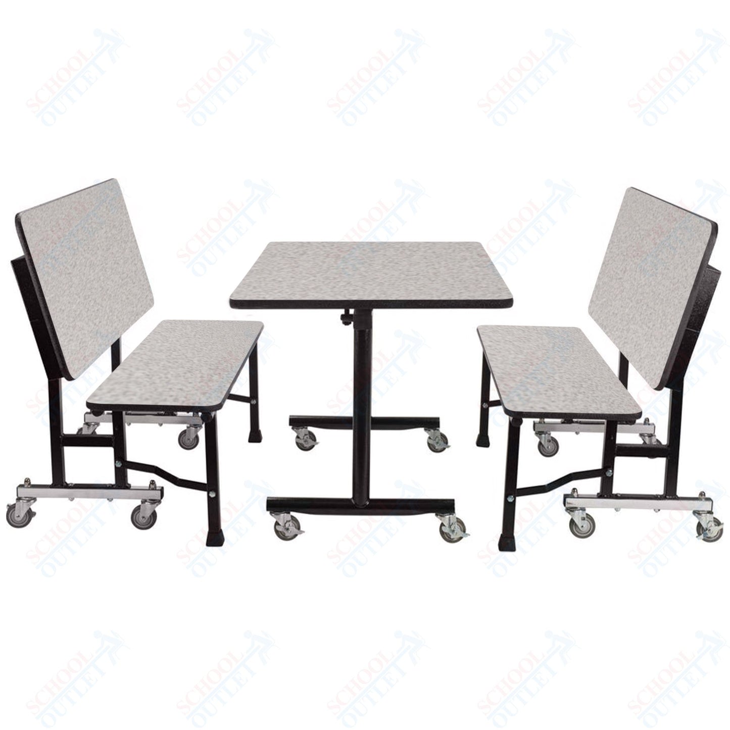 NPS ToGo Booth Set, (1) 24"x48" Table and (2) 48" Benches, Particleboard Core (National Public Seating NPS-TGBTH2448PBTM)