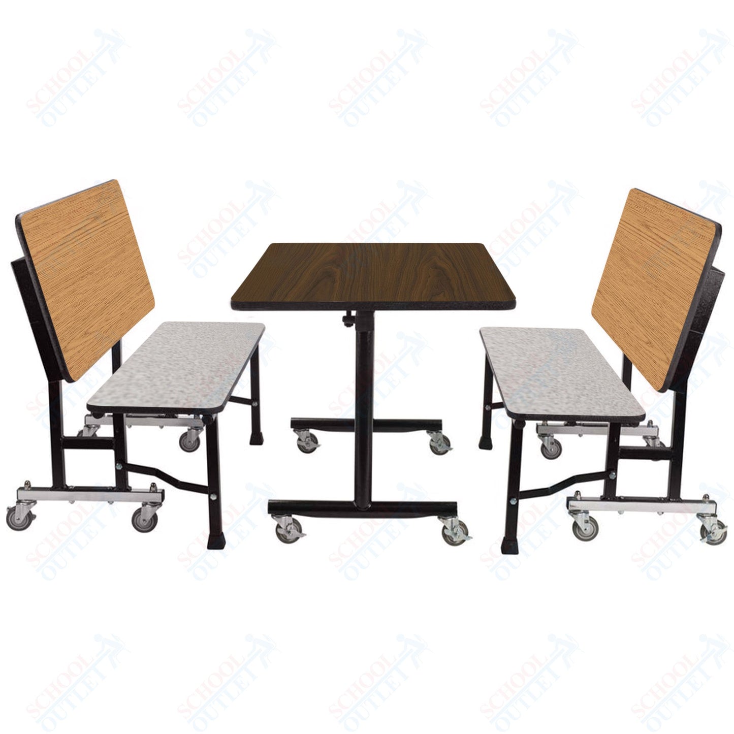NPS ToGo Booth Set, (1) 24"x48" Table and (2) 48" Benches, Particleboard Core (National Public Seating NPS-TGBTH2448PBTM)