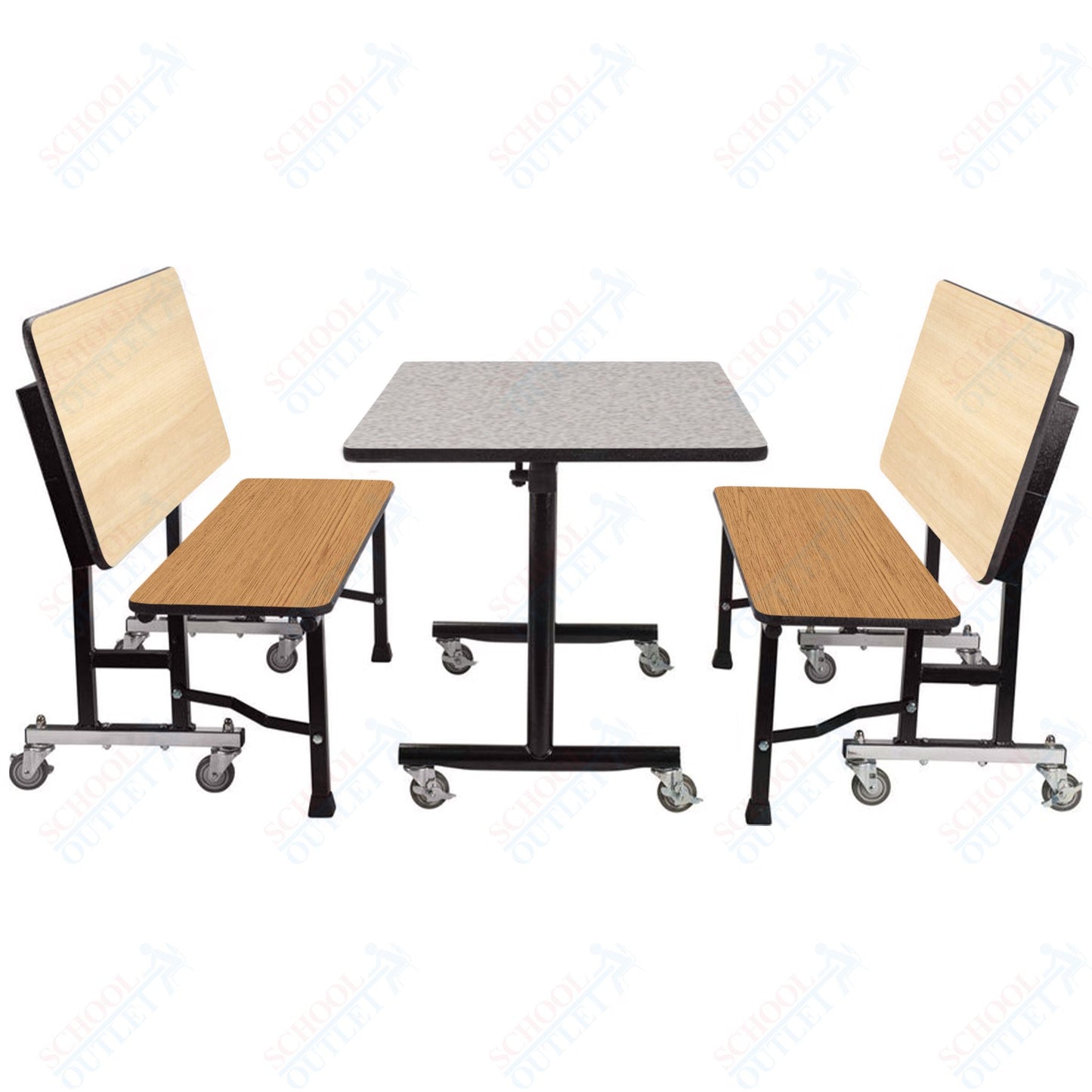 NPS ToGo Booth Set, (1) 24"x48" Table and (2) 48" Benches, Particleboard Core (National Public Seating NPS-TGBTH2448PBTM)