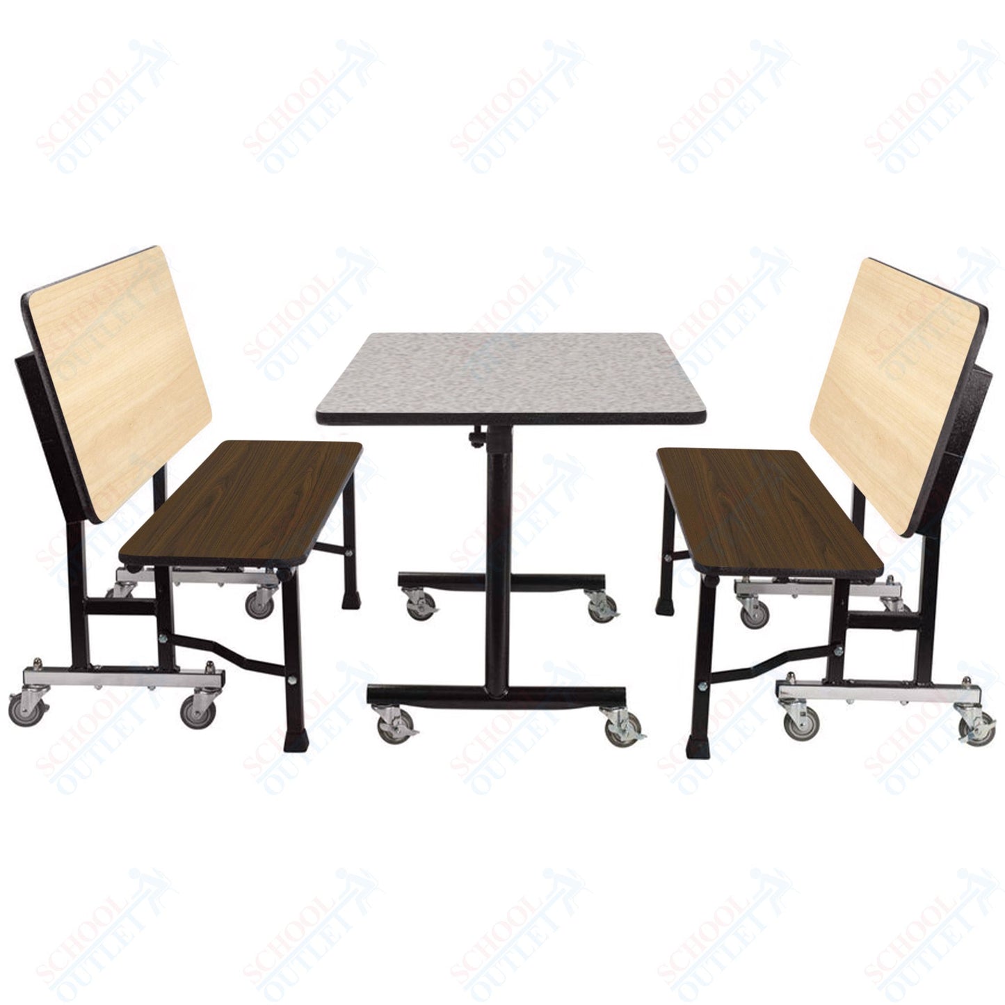 NPS ToGo Booth Set, (1) 24"x48" Table and (2) 48" Benches, Particleboard Core (National Public Seating NPS-TGBTH2448PBTM)