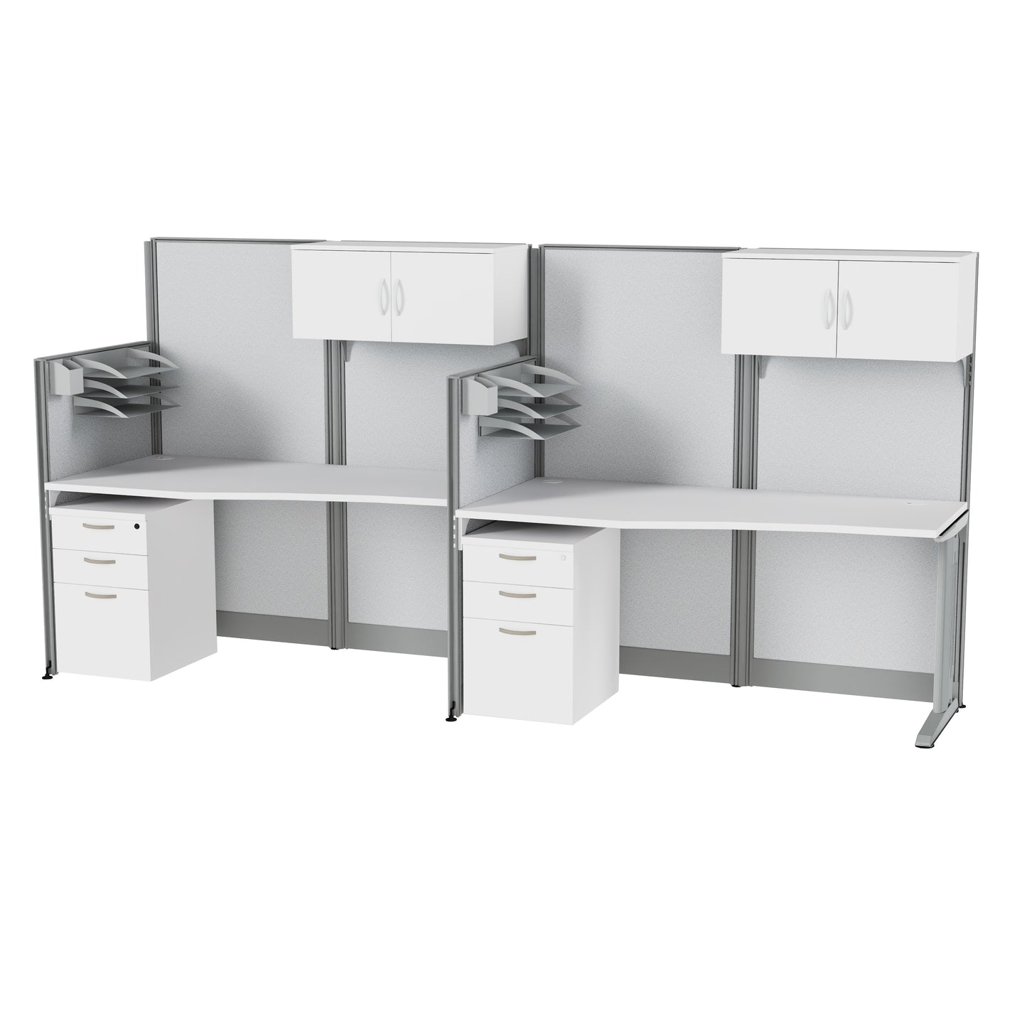 Regency Instant Office 2 Person In-Line Cubicle Panel Workstation with Storage 129"W x 33"D x 63"H (REG-OIAH005XX)