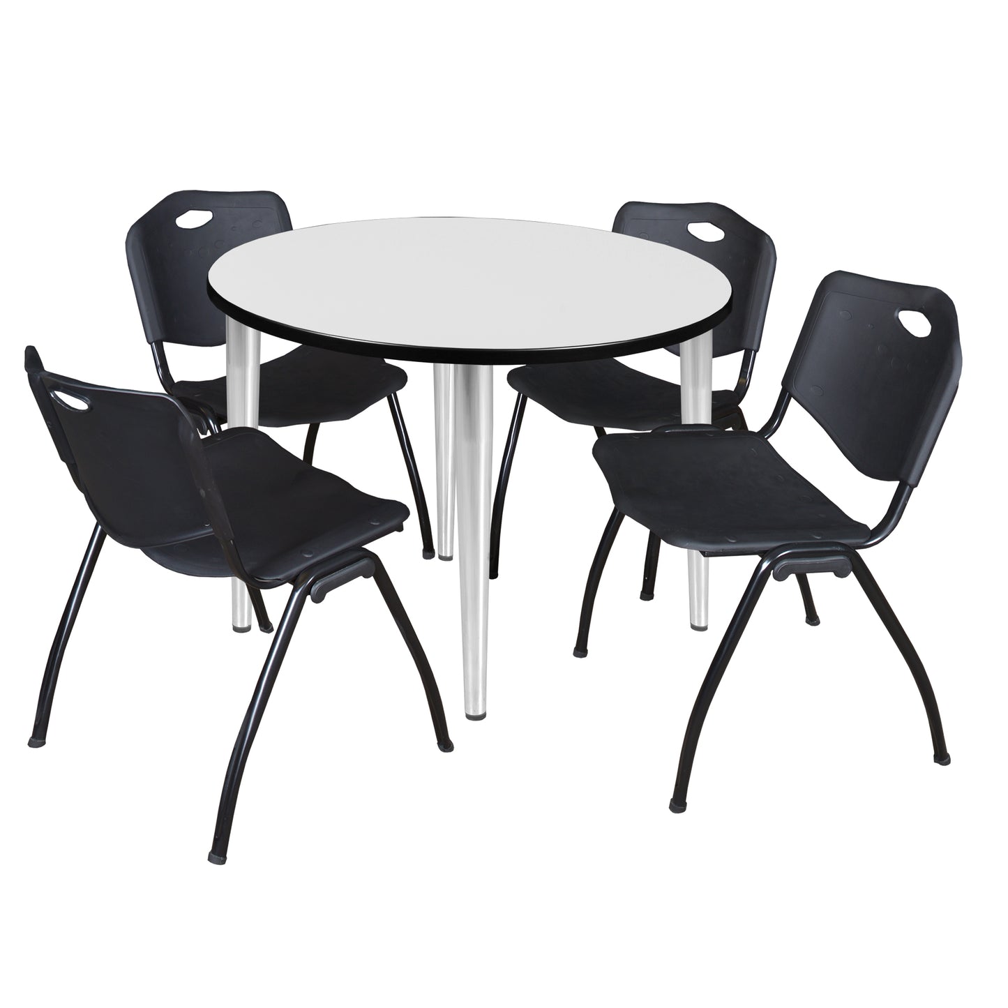 Regency Kahlo 42 in. Round Breakroom Table & 4 M Stack Chairs - SchoolOutlet