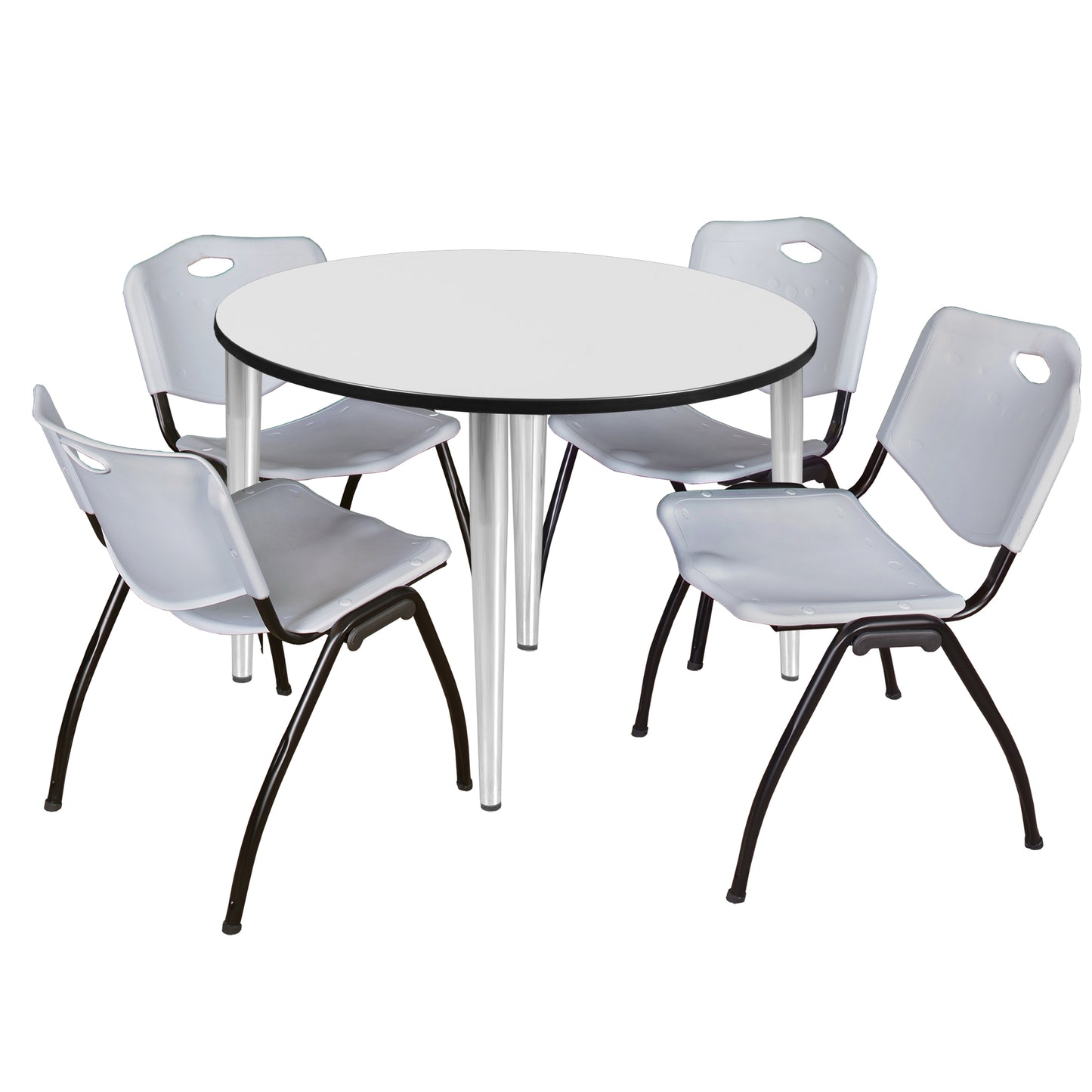 Regency Kahlo 48 in. Round Breakroom Table & 4 M Stack Chairs - SchoolOutlet