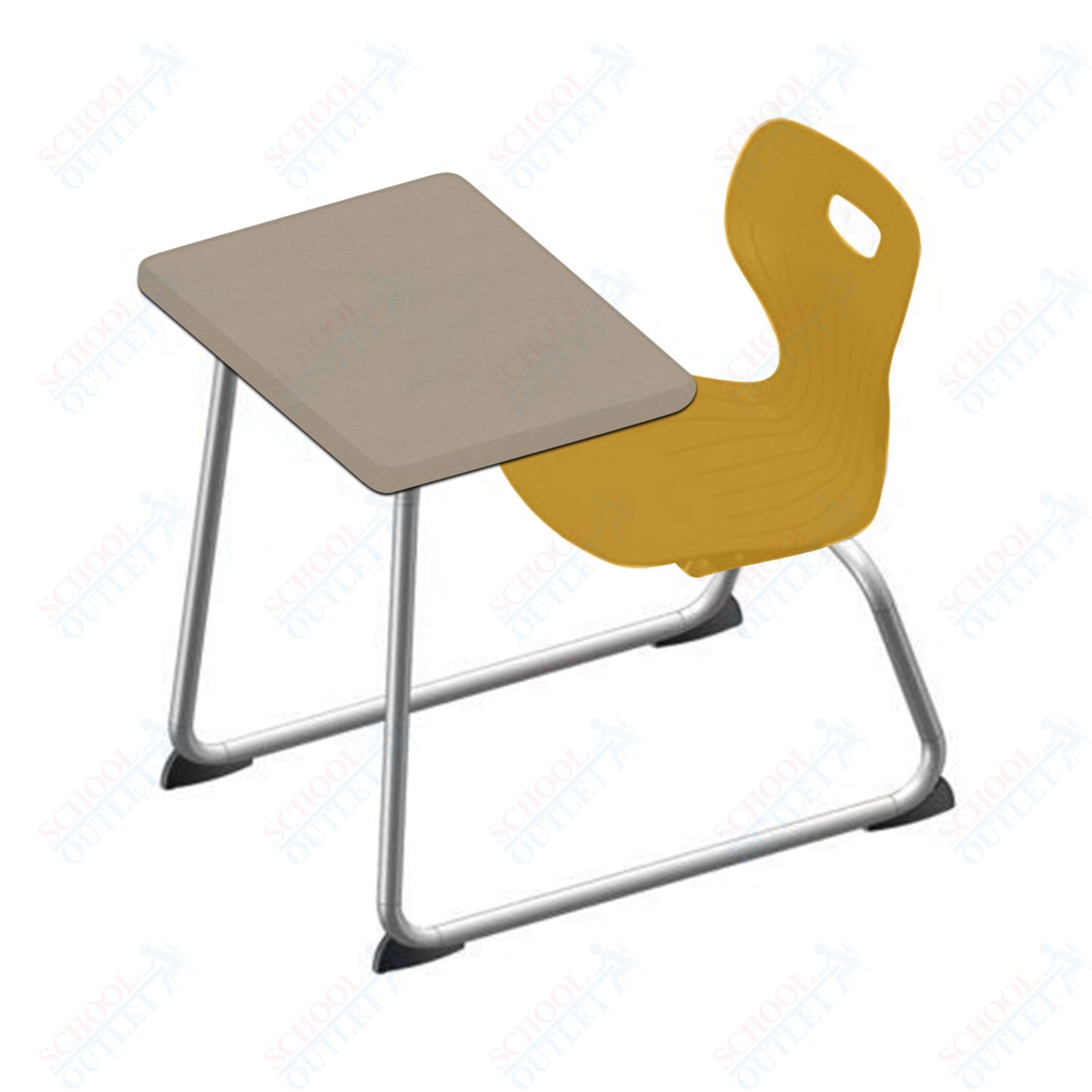 USA Capitol Euroflex 16" Seat Height Sled Combo Desks with Hard Palstic Top, no Bookrack (USC-3006HP)