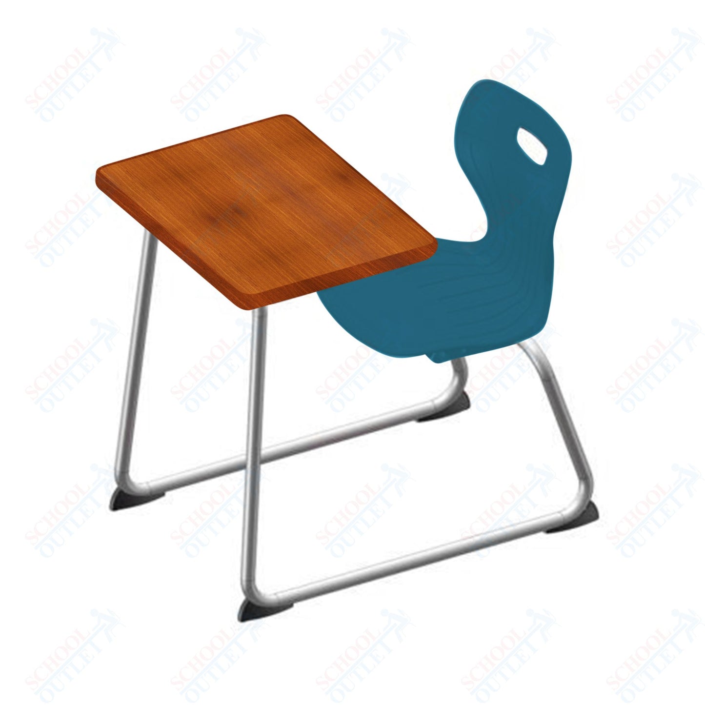 USA Capitol Euroflex 14" Seat Height Sled Combo Desks with Book Basket Hard Palstic Top (USC-3014HP)