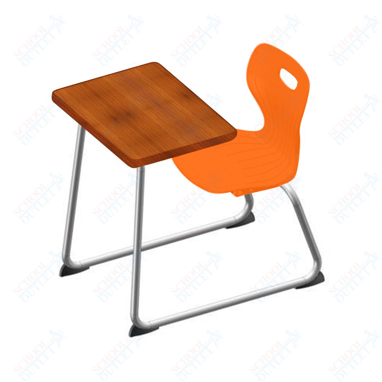 USA Capitol Euroflex 14" Seat Height Sled Combo Desks with Book Basket Hard Palstic Top (USC-3014HP)