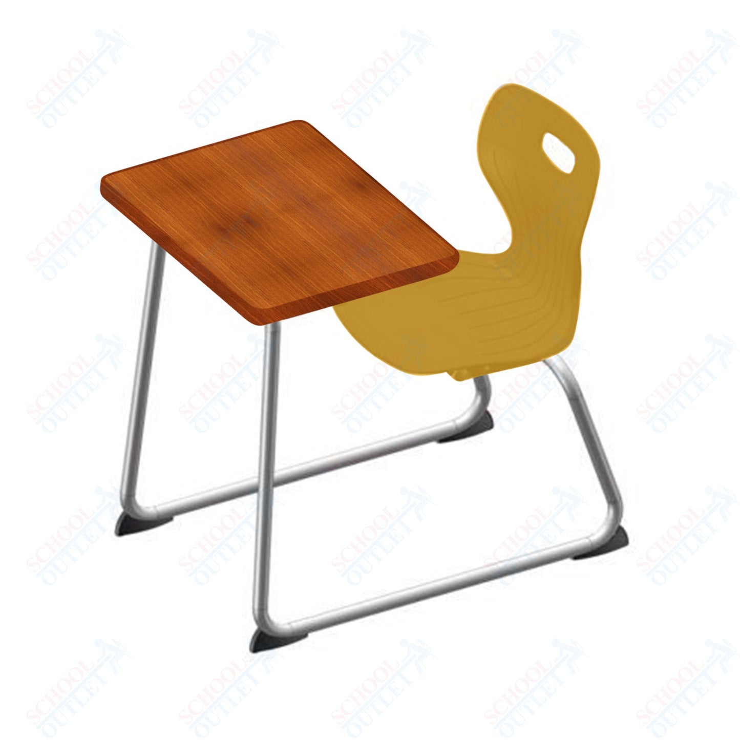 USA Capitol Euroflex 14" Seat Height Sled Combo Desks with Book Basket Hard Palstic Top (USC-3014HP)