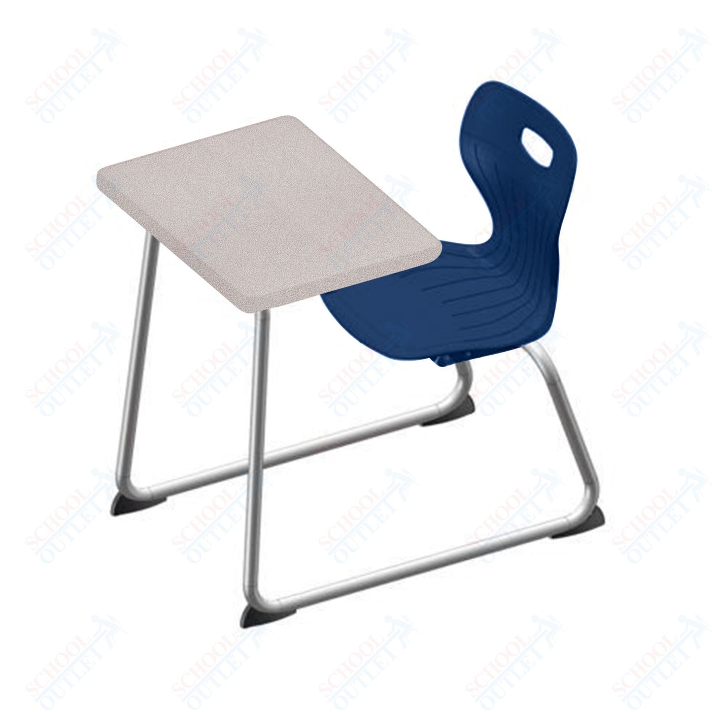 USA Capitol Euroflex 14" Seat Height Sled Combo Desks with Book Basket Hard Palstic Top (USC-3014HP)