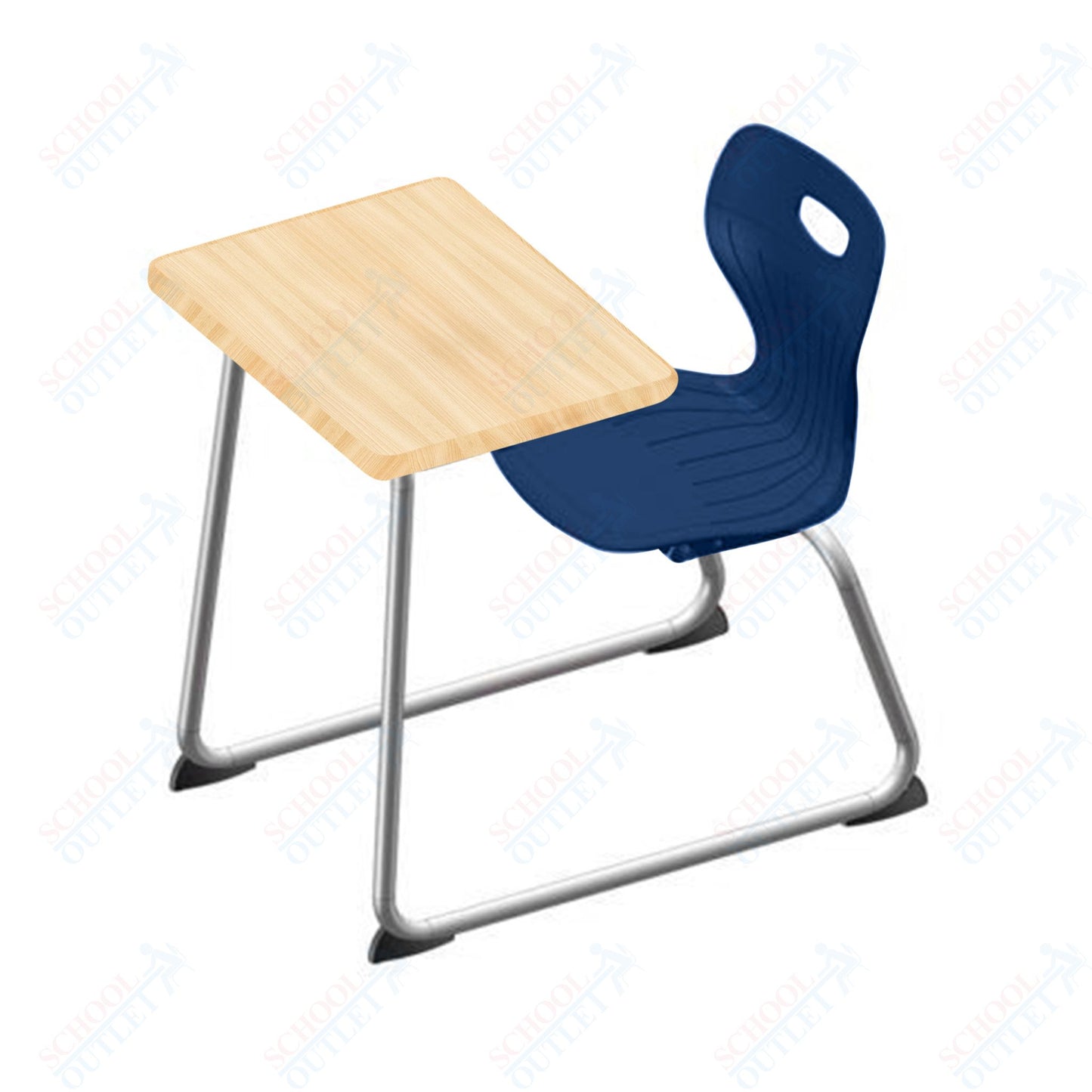 USA Capitol Euroflex 14" Seat Height Sled Combo Desks with Book Basket Hard Palstic Top (USC-3014HP)