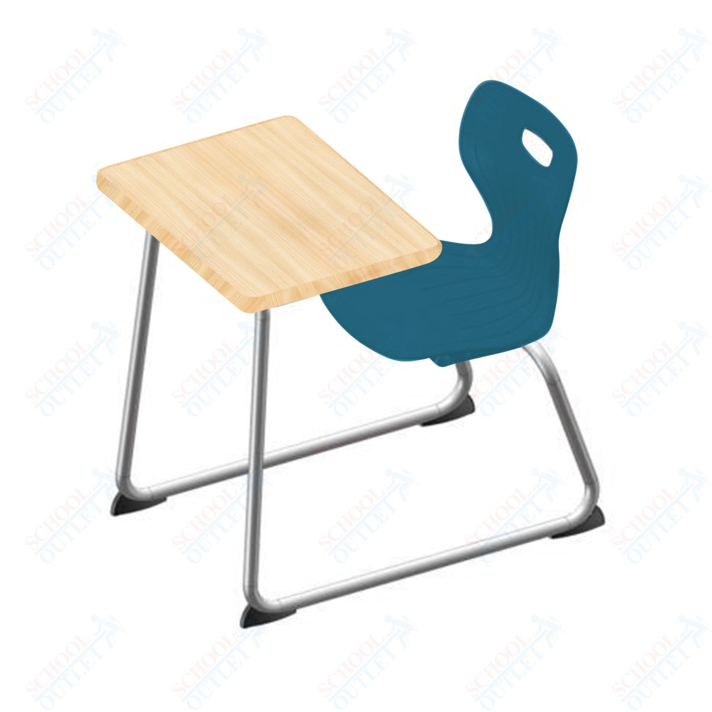 USA Capitol Euroflex 14" Seat Height Sled Combo Desks with Book Basket Hard Palstic Top (USC-3014HP)