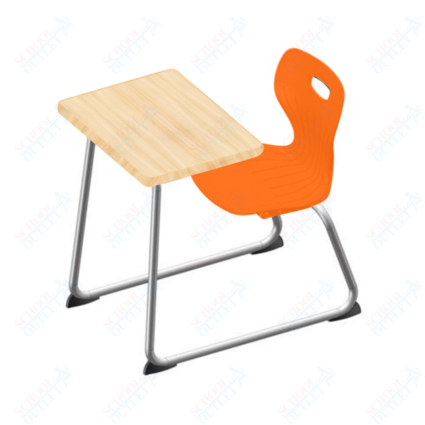 USA Capitol Euroflex 14" Seat Height Sled Combo Desks with Book Basket Hard Palstic Top (USC-3014HP)