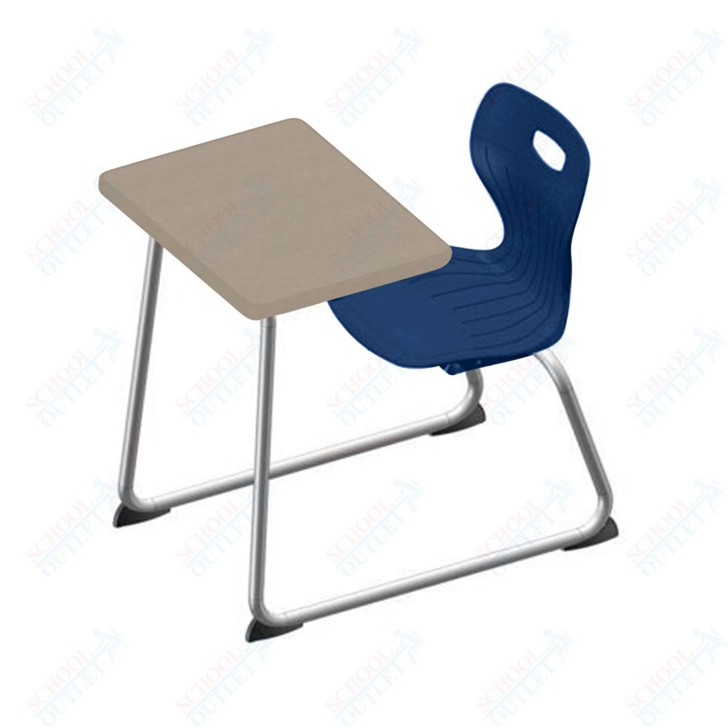 USA Capitol Euroflex 14" Seat Height Sled Combo Desks with Book Basket Hard Palstic Top (USC-3014HP)