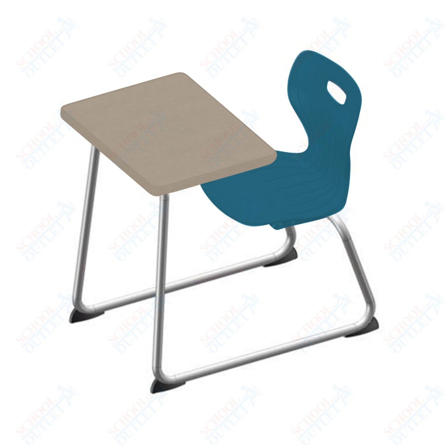 USA Capitol Euroflex 14" Seat Height Sled Combo Desks with Book Basket Hard Palstic Top (USC-3014HP)