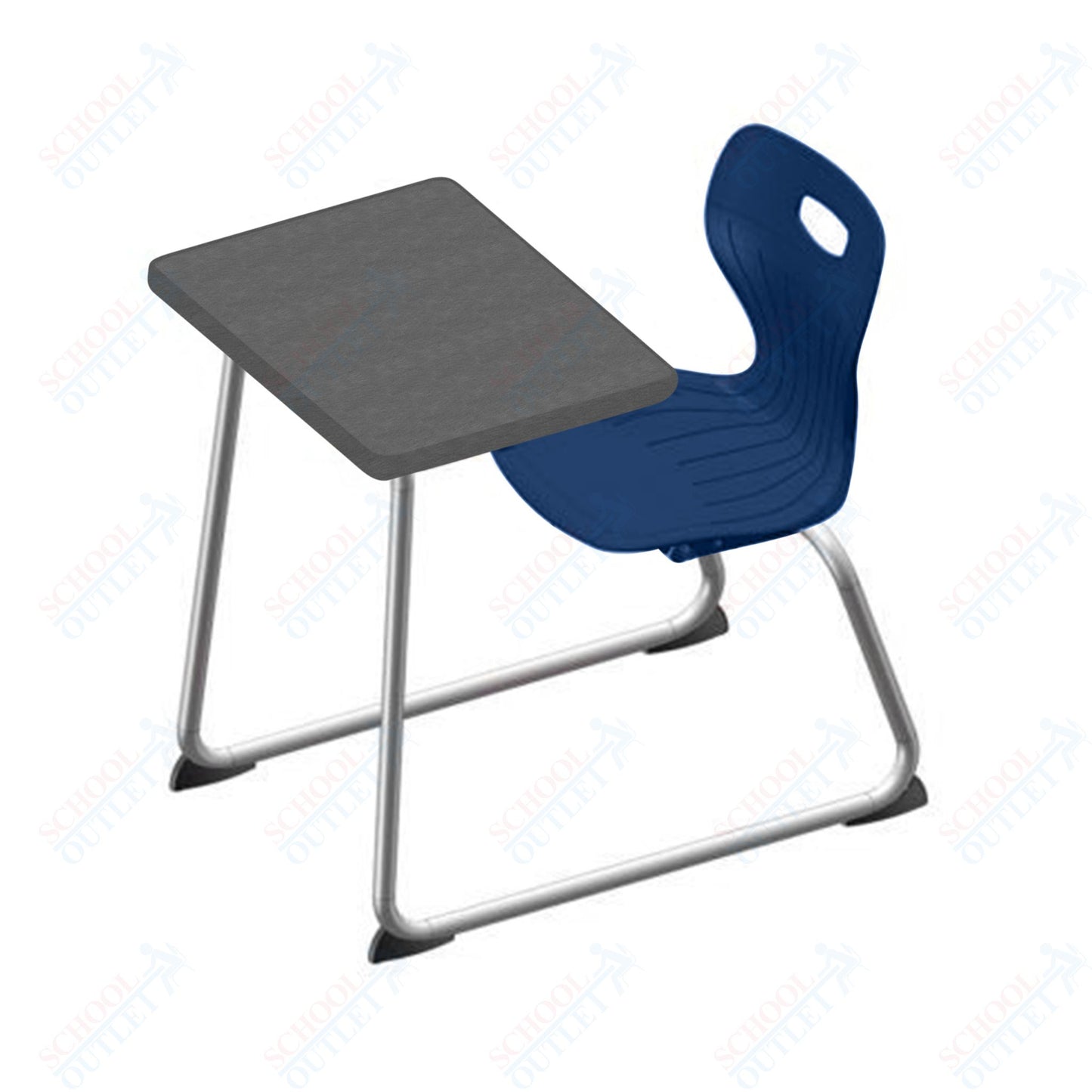 USA Capitol Euroflex 14" Seat Height Sled Combo Desks with Book Basket Hard Palstic Top (USC-3014HP)