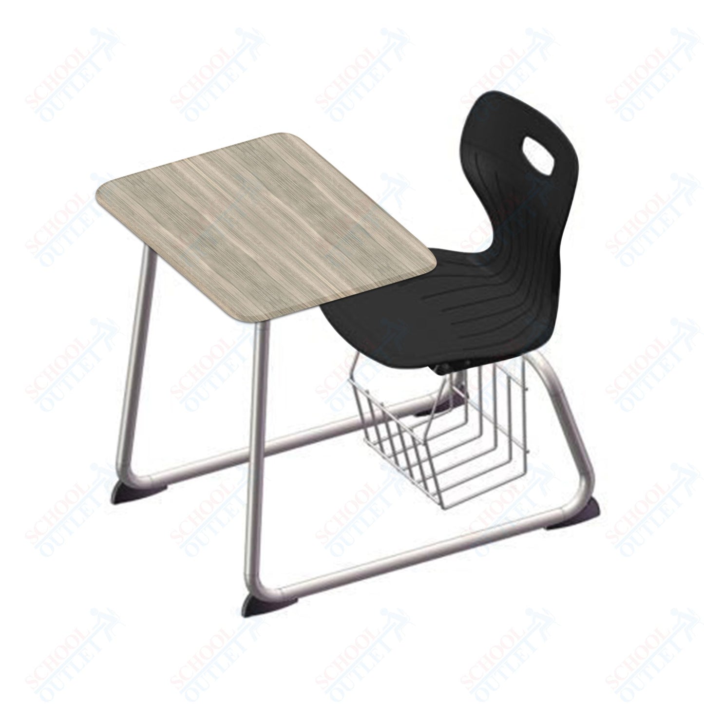 USA Capitol Euroflex 14" Seat Height Sled Combo Desks with Book Basket and HPL Top (USC-3014HPCL)