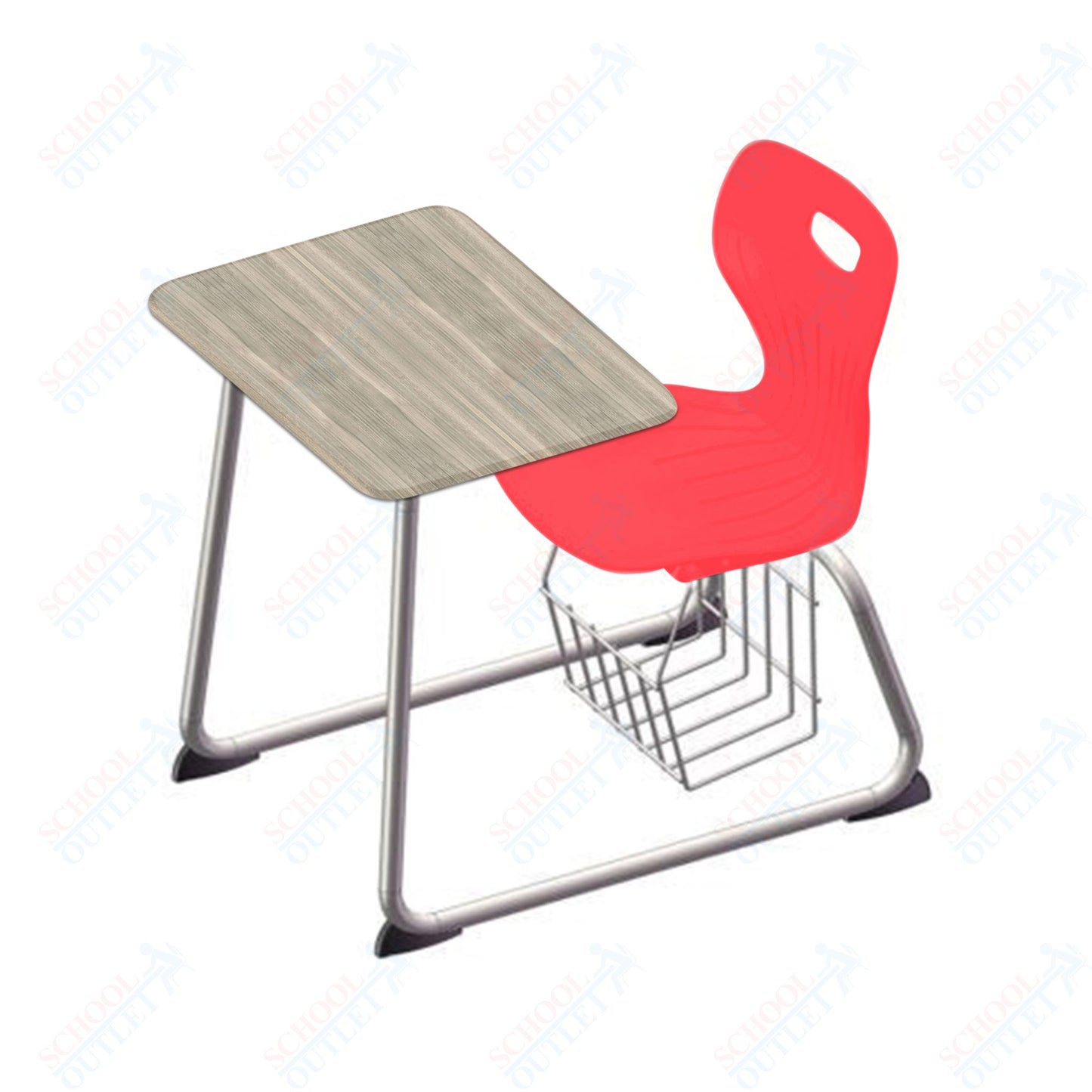 USA Capitol Euroflex 14" Seat Height Sled Combo Desks with Book Basket and HPL Top (USC-3014HPCL)