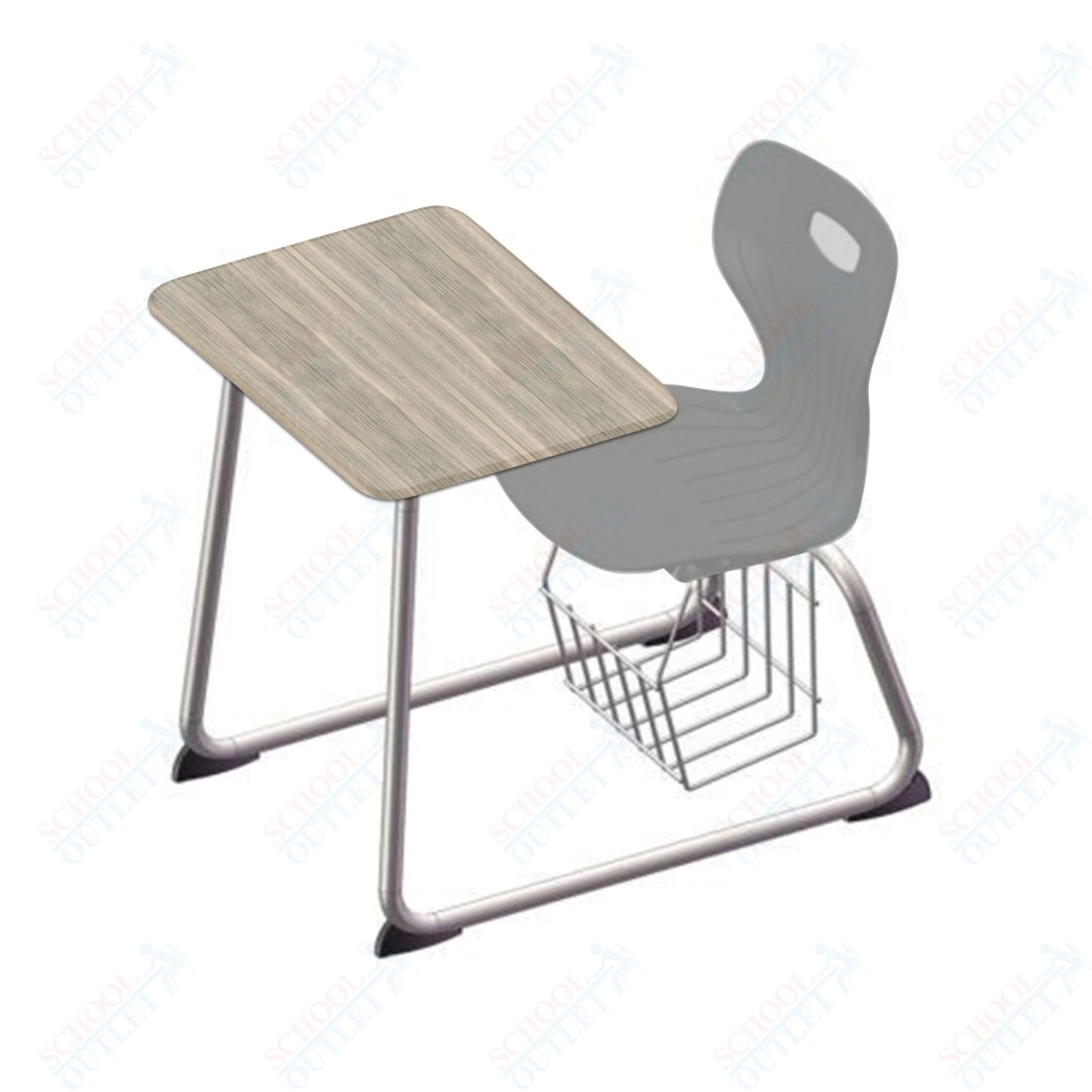 USA Capitol Euroflex 14" Seat Height Sled Combo Desks with Book Basket and HPL Top (USC-3014HPCL)