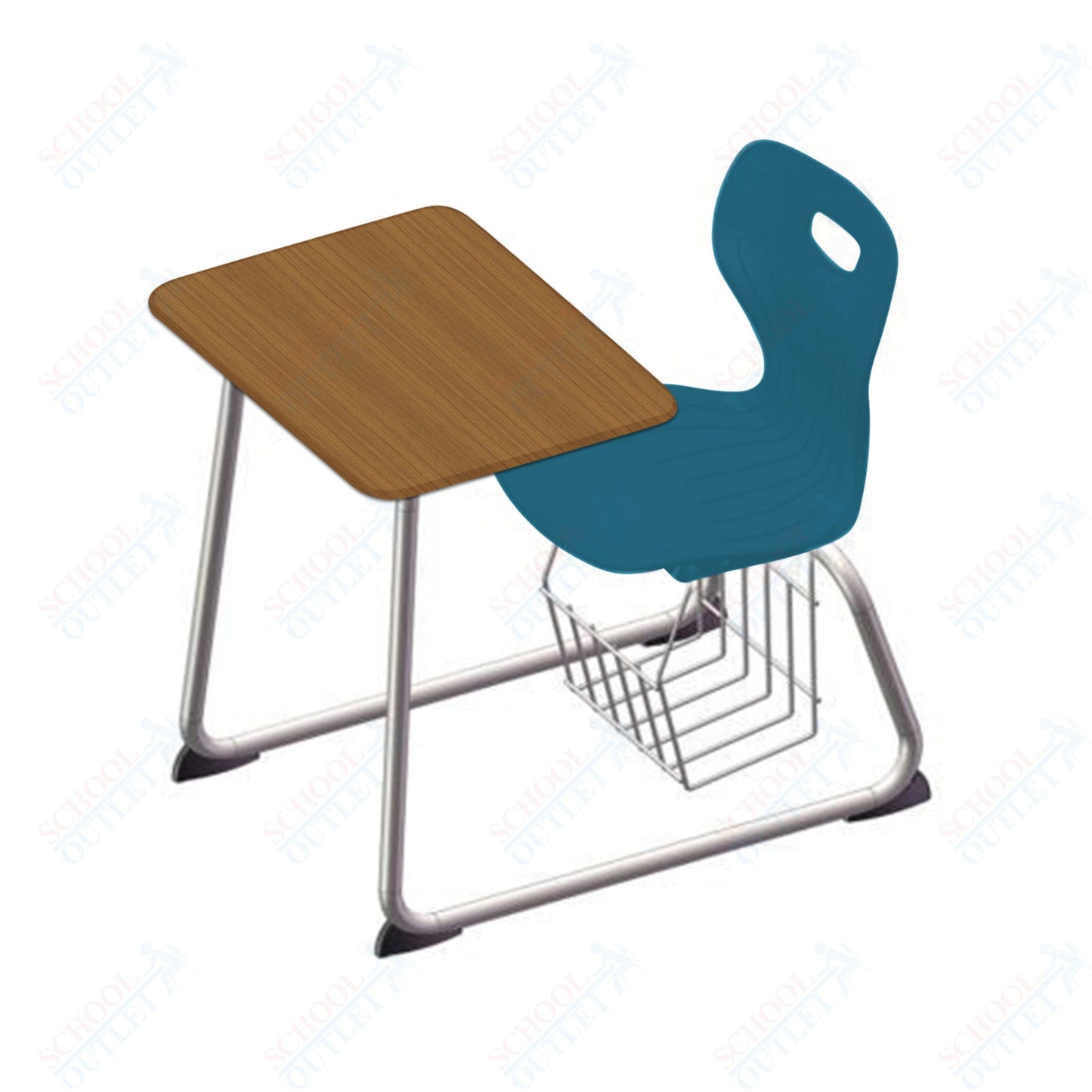 USA Capitol Euroflex 14" Seat Height Sled Combo Desks with Book Basket and HPL Top (USC-3014HPCL)