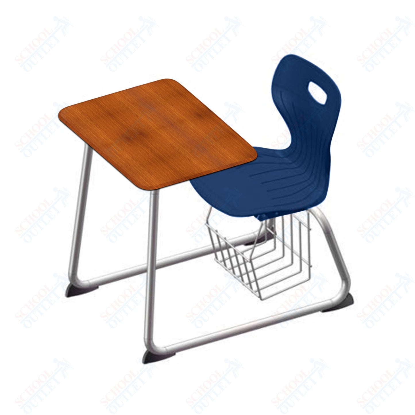 USA Capitol Euroflex 16" Seat Height Sled Combo Desks with Book Basket Hard Palstic Top (USC-3016HP)