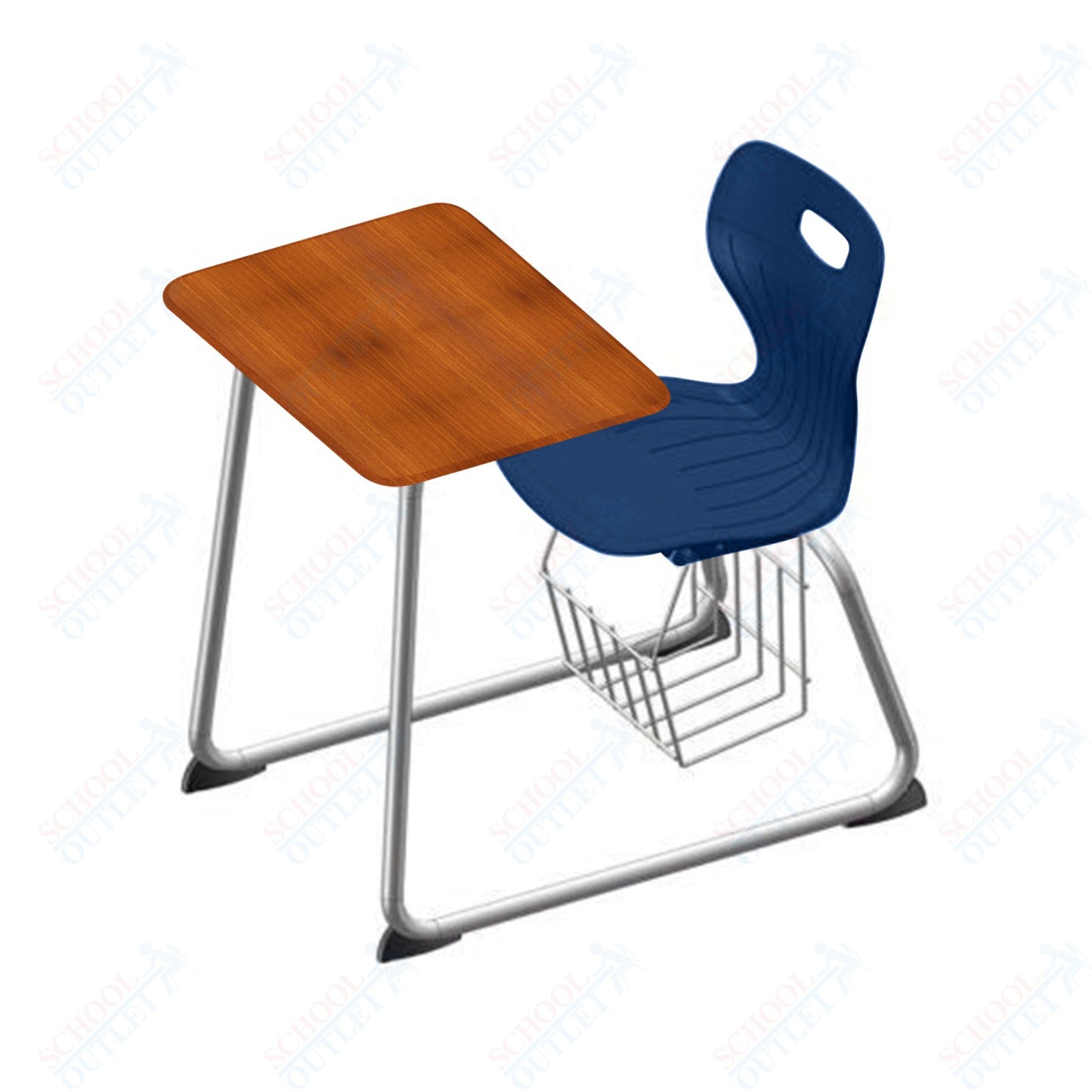 USA Capitol Euroflex 16" Seat Height Sled Combo Desks with Book Basket Hard Palstic Top (USC-3016HP)