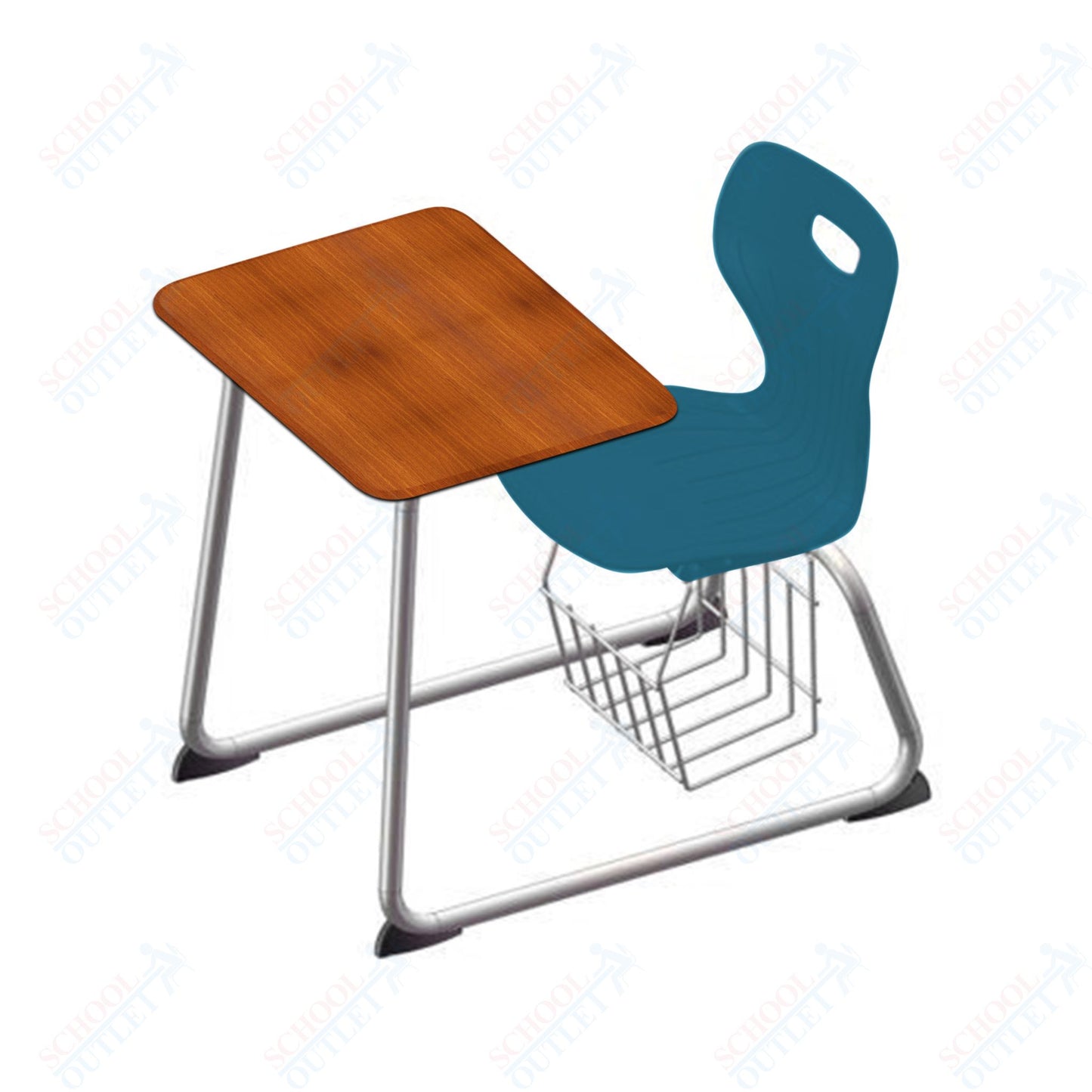 USA Capitol Euroflex 16" Seat Height Sled Combo Desks with Book Basket Hard Palstic Top (USC-3016HP)