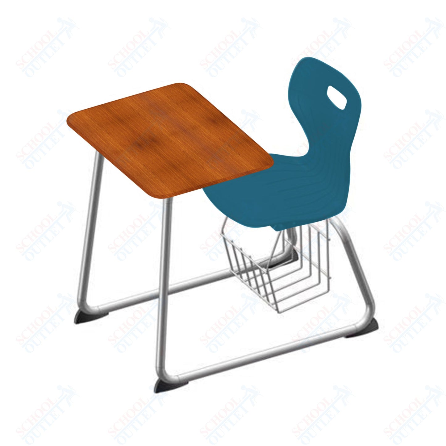 USA Capitol Euroflex 16" Seat Height Sled Combo Desks with Book Basket Hard Palstic Top (USC-3016HP)