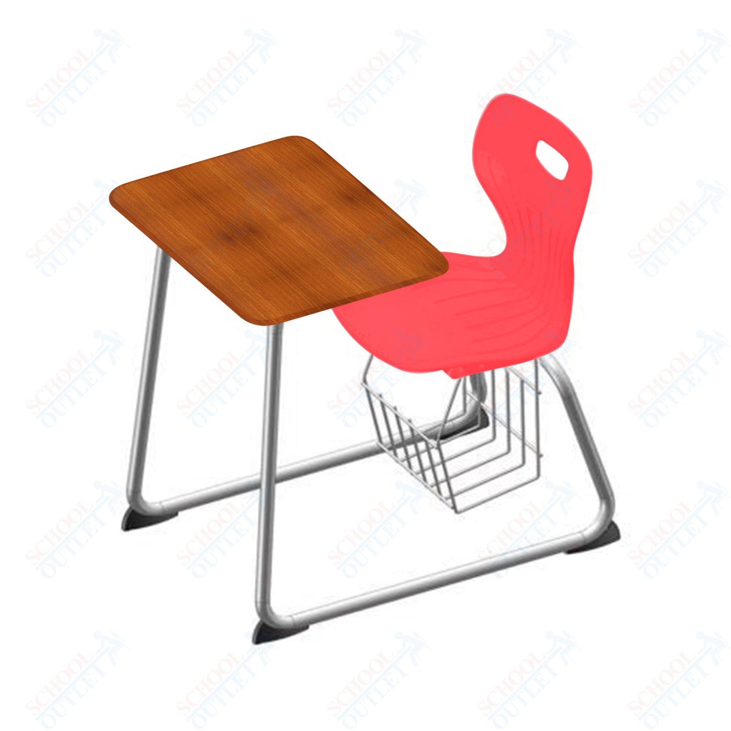 USA Capitol Euroflex 16" Seat Height Sled Combo Desks with Book Basket Hard Palstic Top (USC-3016HP)