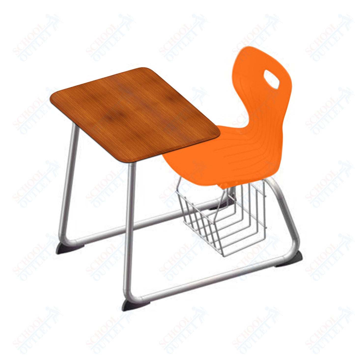 USA Capitol Euroflex 16" Seat Height Sled Combo Desks with Book Basket Hard Palstic Top (USC-3016HP)