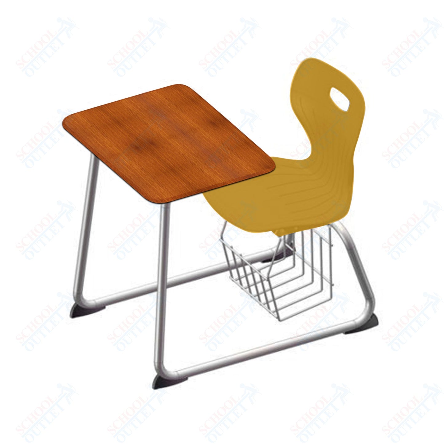 USA Capitol Euroflex 16" Seat Height Sled Combo Desks with Book Basket Hard Palstic Top (USC-3016HP)