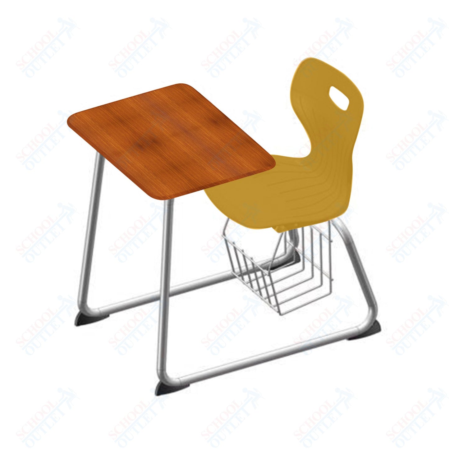 USA Capitol Euroflex 16" Seat Height Sled Combo Desks with Book Basket Hard Palstic Top (USC-3016HP)