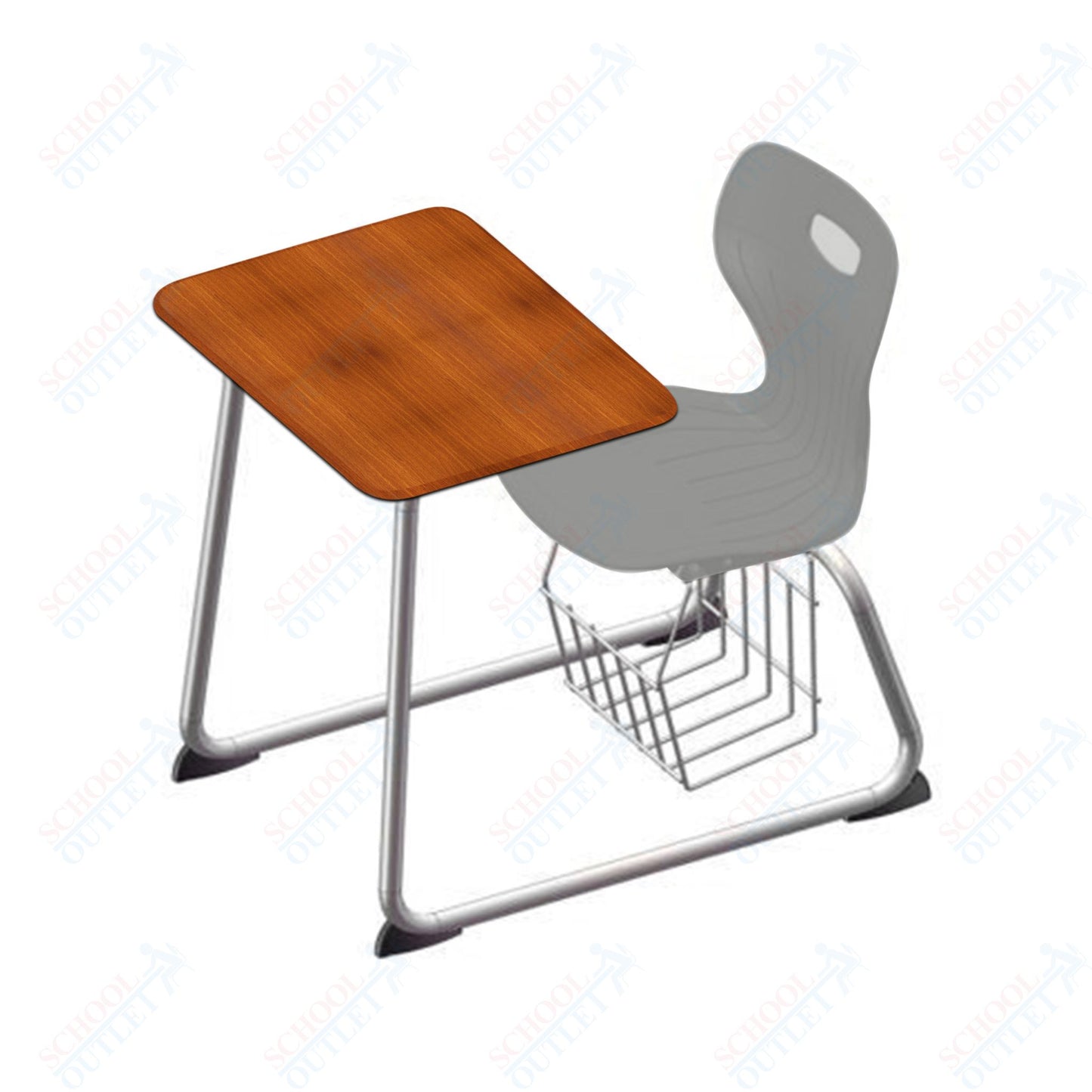 USA Capitol Euroflex 16" Seat Height Sled Combo Desks with Book Basket Hard Palstic Top (USC-3016HP)