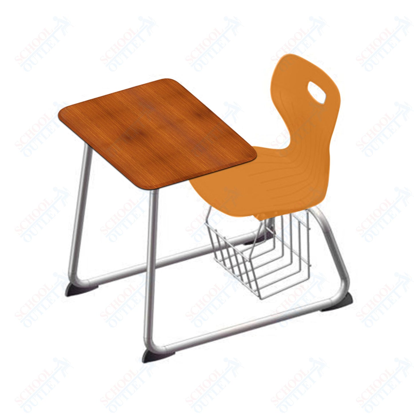 USA Capitol Euroflex 16" Seat Height Sled Combo Desks with Book Basket Hard Palstic Top (USC-3016HP)