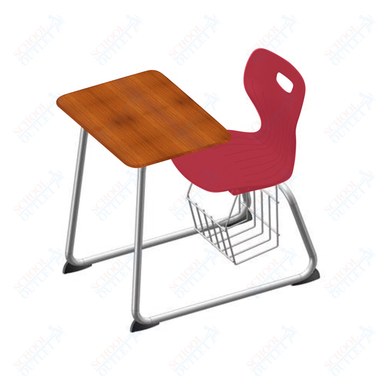 USA Capitol Euroflex 16" Seat Height Sled Combo Desks with Book Basket Hard Palstic Top (USC-3016HP)