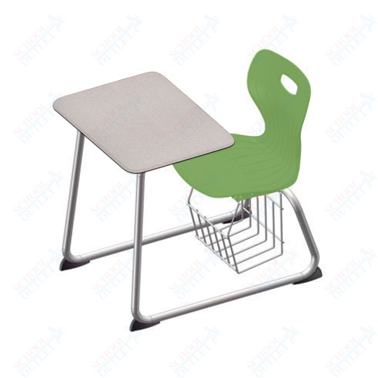 USA Capitol Euroflex 16" Seat Height Sled Combo Desks with Book Basket Hard Palstic Top (USC-3016HP)