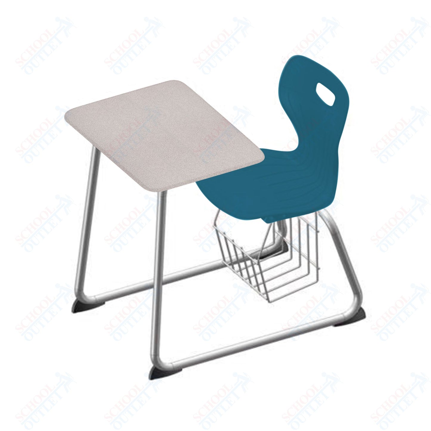 USA Capitol Euroflex 16" Seat Height Sled Combo Desks with Book Basket Hard Palstic Top (USC-3016HP)